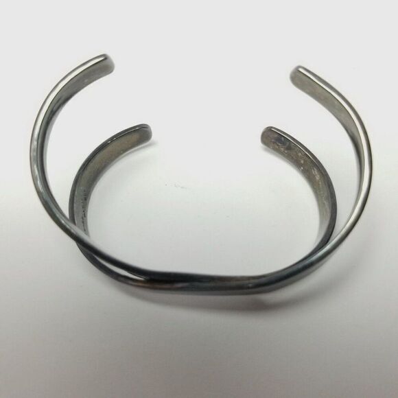 Vintage Sterling Silver X Cross Over Bypass Design Cuff Bangle Bracelet, Mexico - Picture 4 of 8